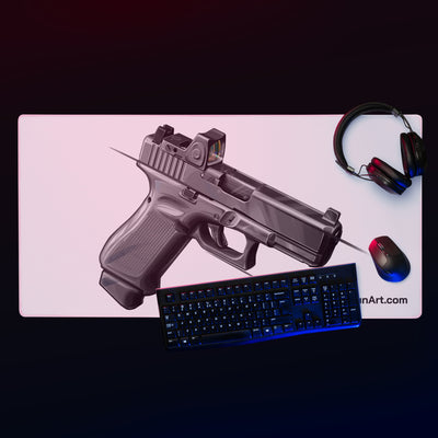 The Last Resort - OG Grey Poly Pistol Gaming Mouse Pad - Just The Piece - White Background