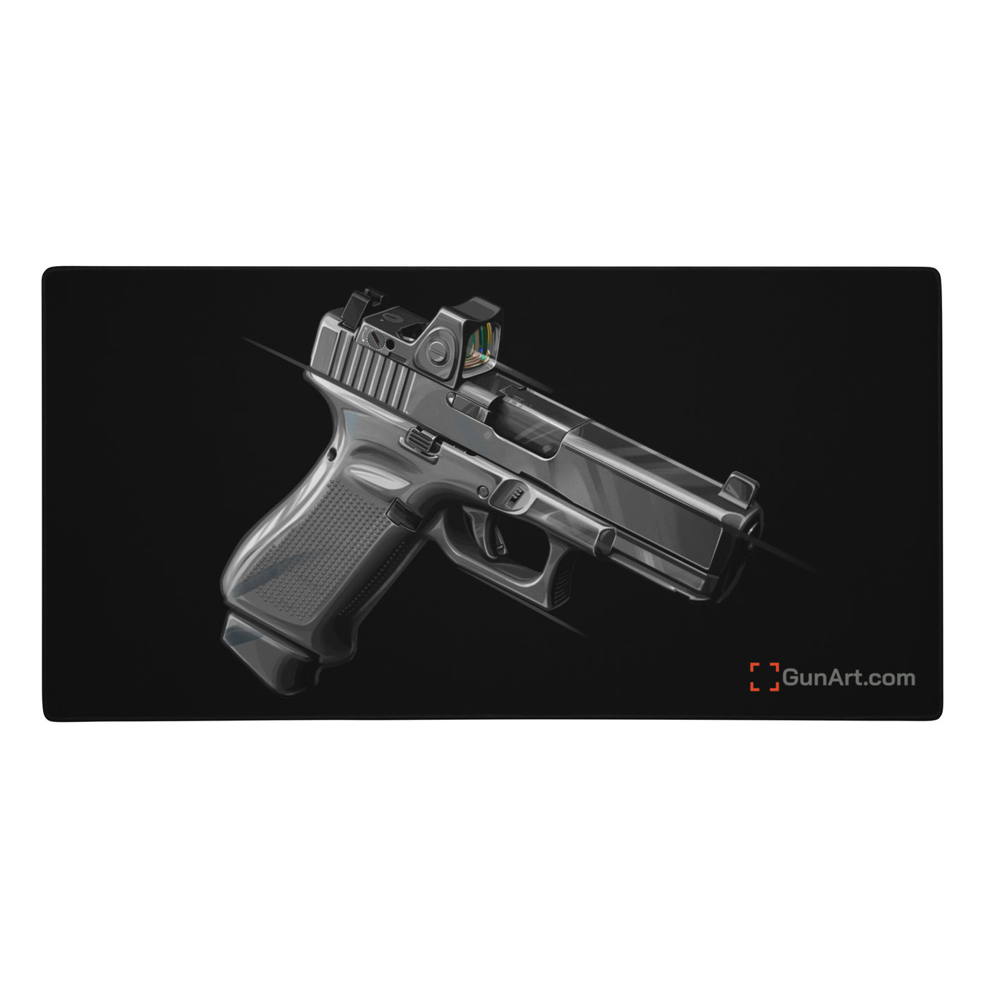 The Last Resort - OG Grey Poly Pistol Gaming Mouse Pad - Just The Piece - Black Background