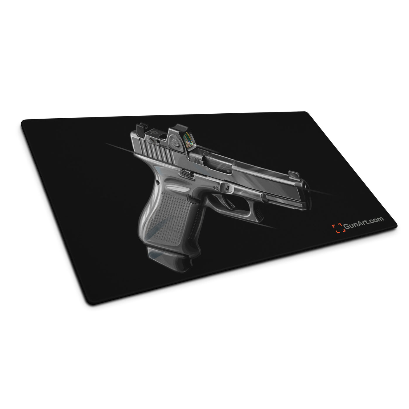 The Last Resort - OG Grey Poly Pistol Gaming Mouse Pad - Just The Piece - Black Background