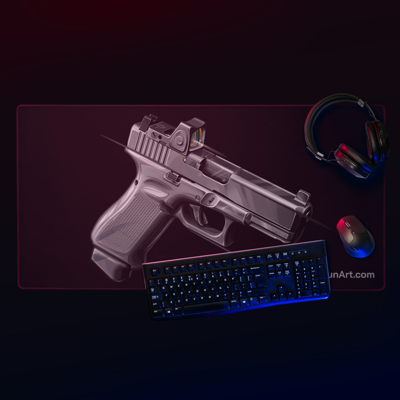 The Last Resort - OG Grey Poly Pistol Gaming Mouse Pad - Just The Piece - Black Background