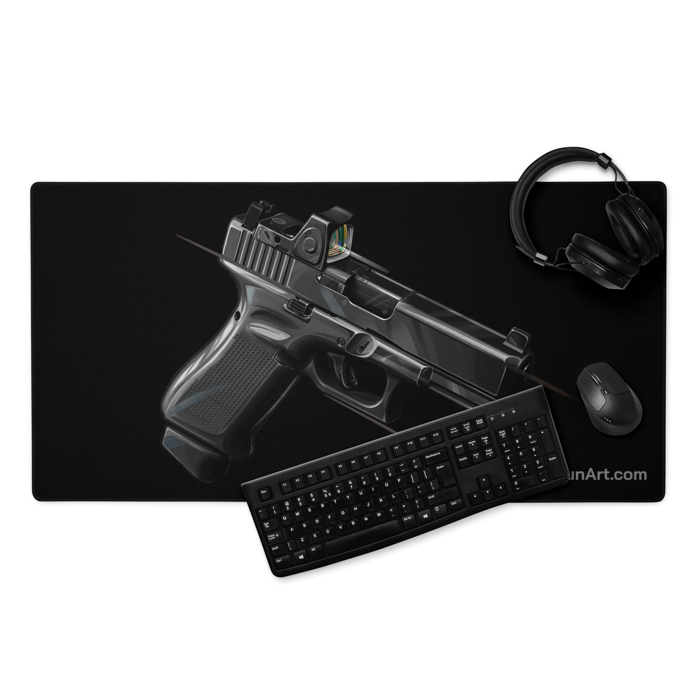 The Last Resort - OG Black Poly Pistol Gaming Mouse Pad - Just The Piece - Black Background