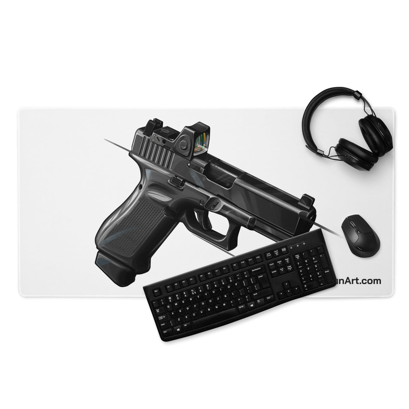 The Last Resort - OG Black Poly Pistol Gaming Mouse Pad - Just The Piece - White Background