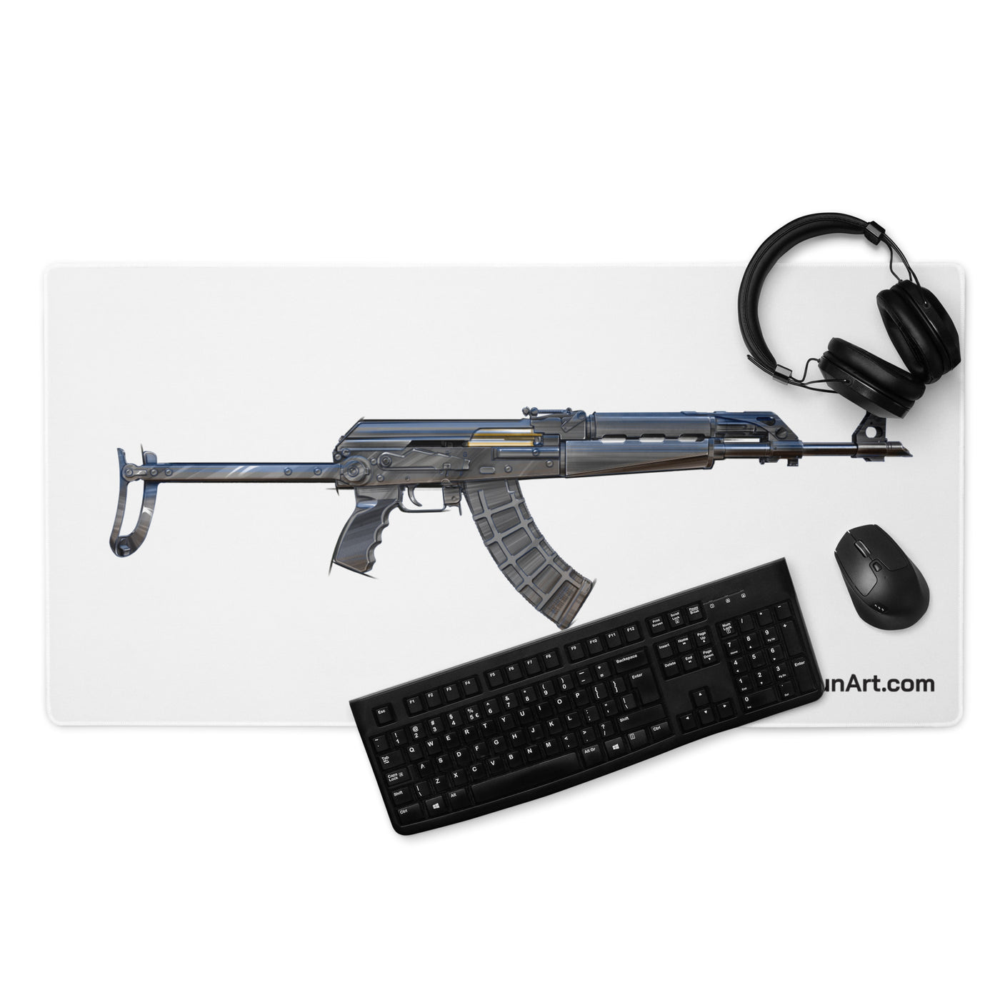 The Paratrooper / AK-47 Underfolder Gaming Mouse Pad - Just The Piece - White Background