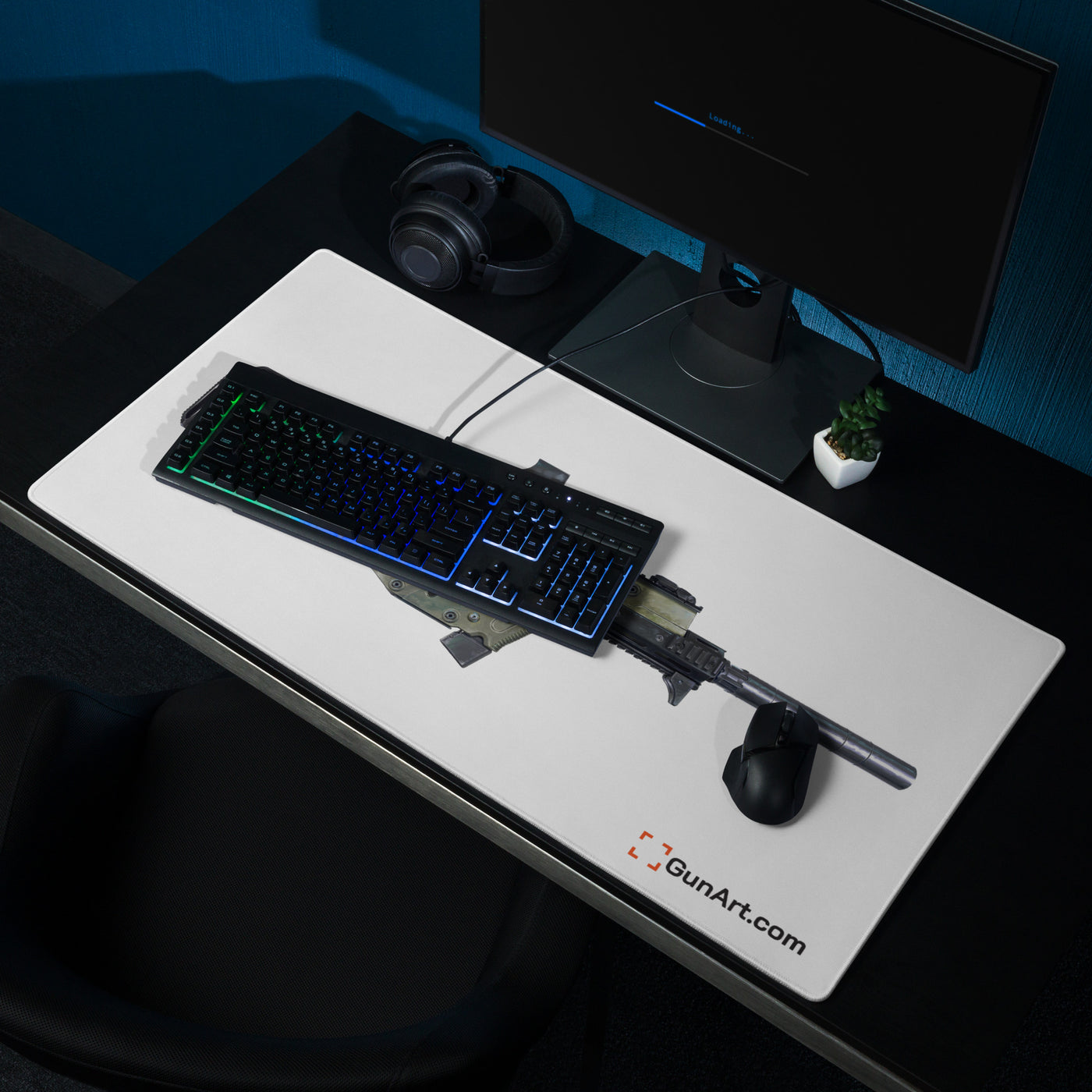 The Vindicator - Suppressed SMG Gaming Mouse Pad - Just The Piece - White Background