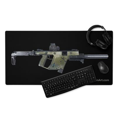 The Vindicator - Suppressed SMG Gaming Mouse Pad - Just The Piece - Black Background