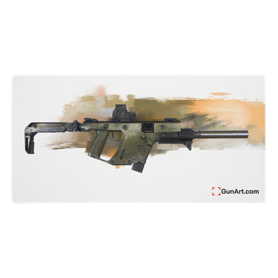 The Vindicator - Suppressed SMG Gaming Mouse Pad - Yellow Background