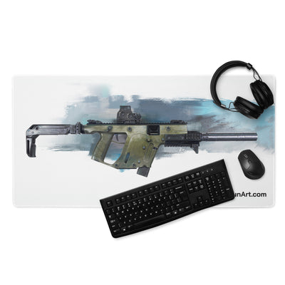 The Vindicator - Suppressed SMG Gaming Mouse Pad - Blue Background