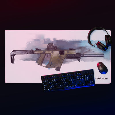 The Vindicator - Suppressed SMG Gaming Mouse Pad - Blue Background