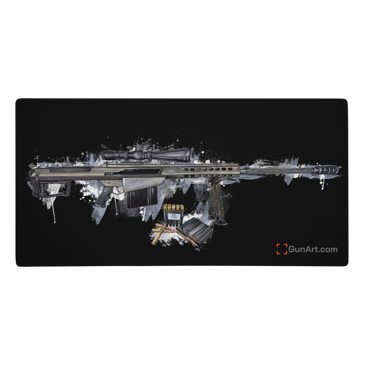 The Long-Range Legend - Blue .50 Cal BMG Rifle Gaming Mouse Pad - Black Background