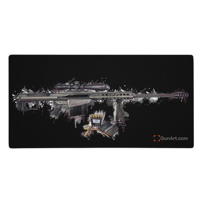 The Long-Range Legend - Purple .50 Cal BMG Rifle Gaming Mouse Pad - Black Background