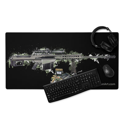 The Long-Range Legend - Green .50 Cal BMG Rifle Gaming Mouse Pad - Black Background