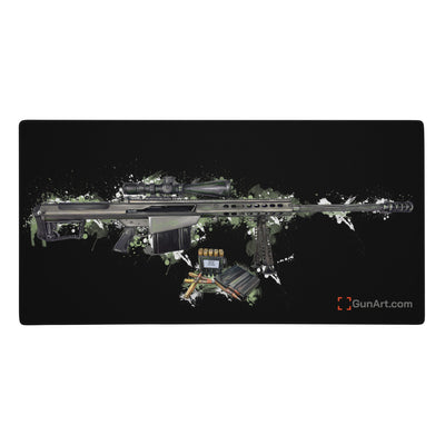 The Long-Range Legend - Green .50 Cal BMG Rifle Gaming Mouse Pad - Black Background