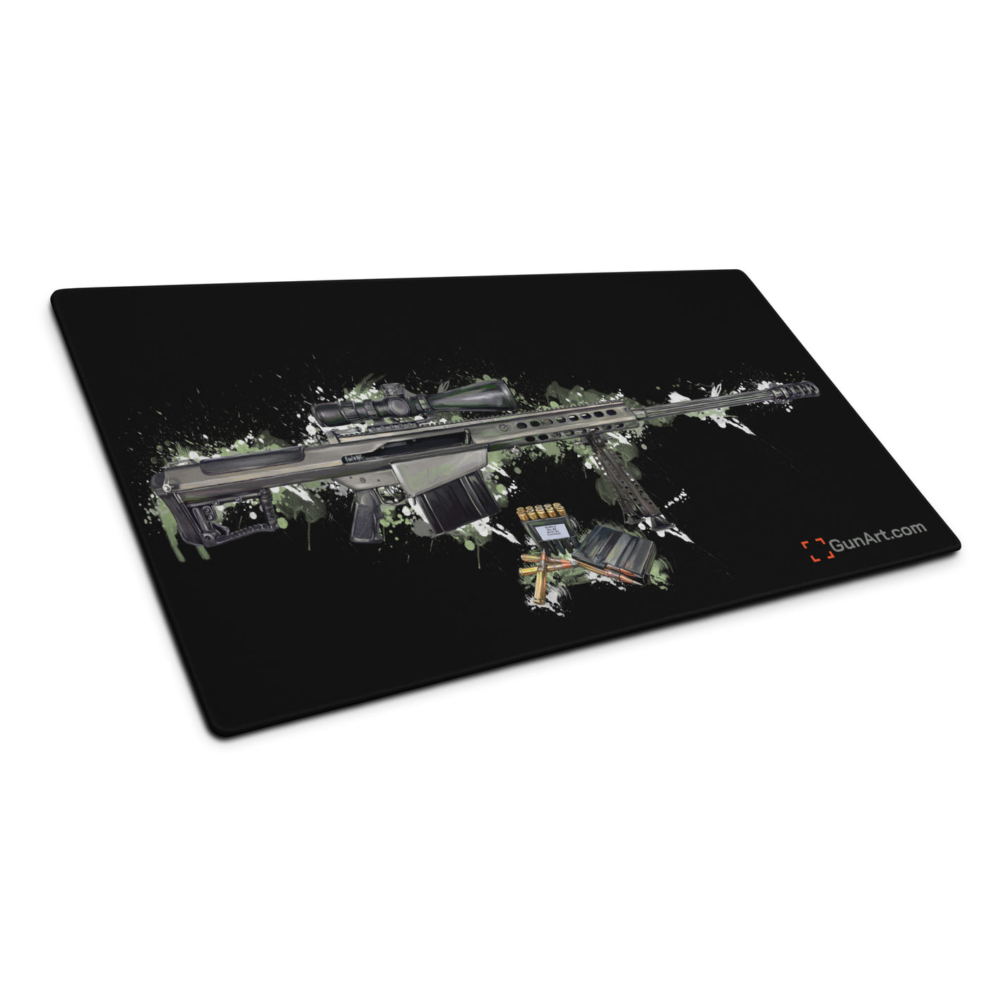 The Long-Range Legend - Green .50 Cal BMG Rifle Gaming Mouse Pad - Black Background