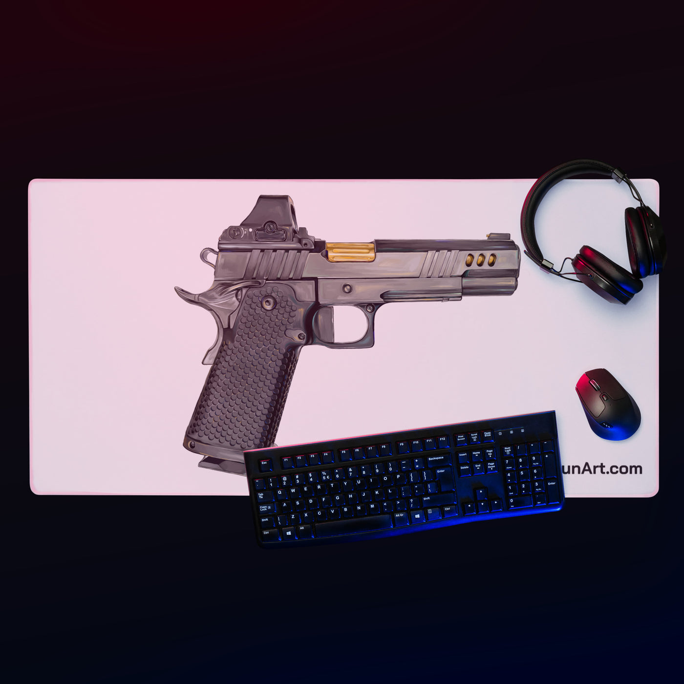 2011 Alpha Pistol Gaming Mouse Pad - Just The Piece - White Background