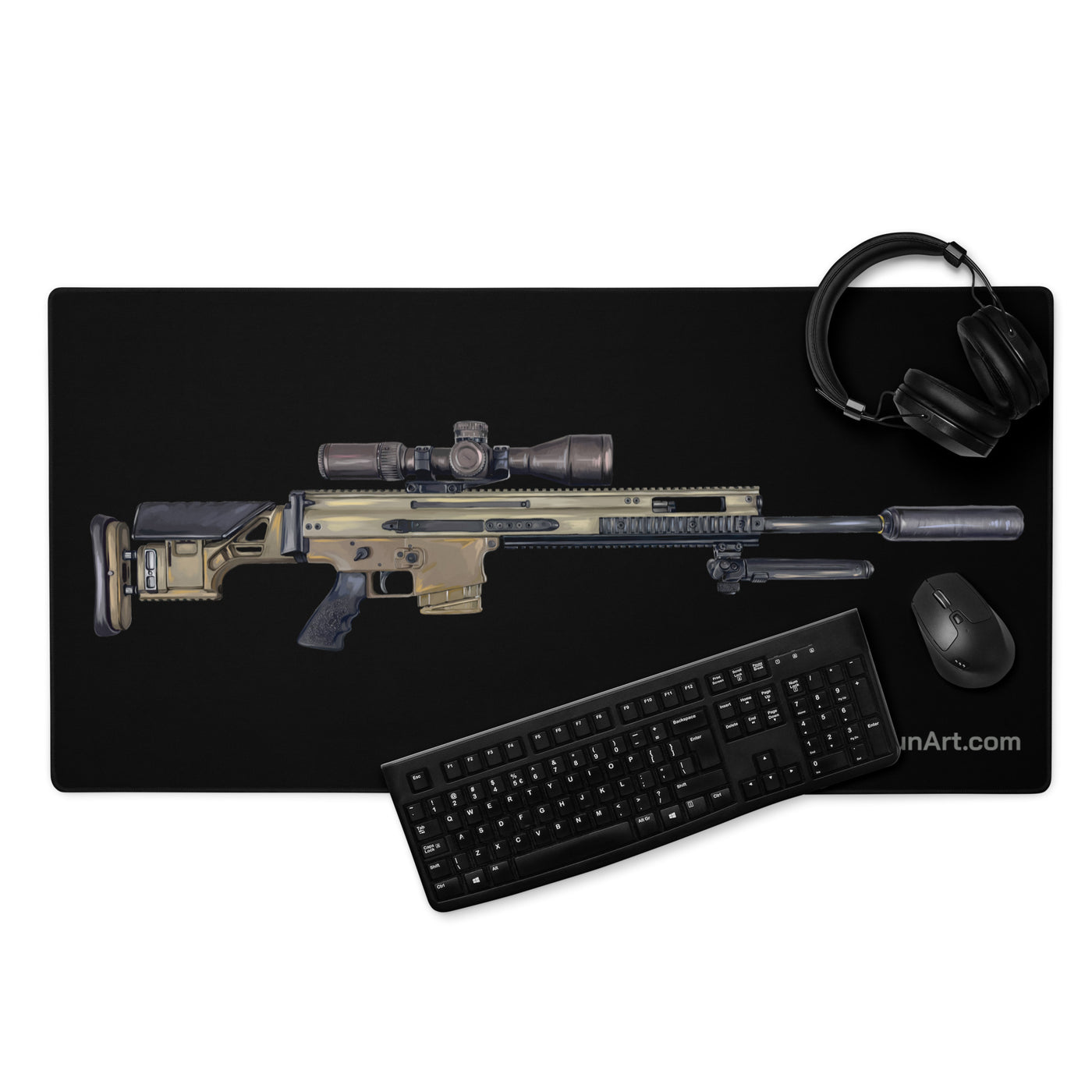 Socom Sniper Rifle Gaming Mouse Pad - Just The Piece - Black Background