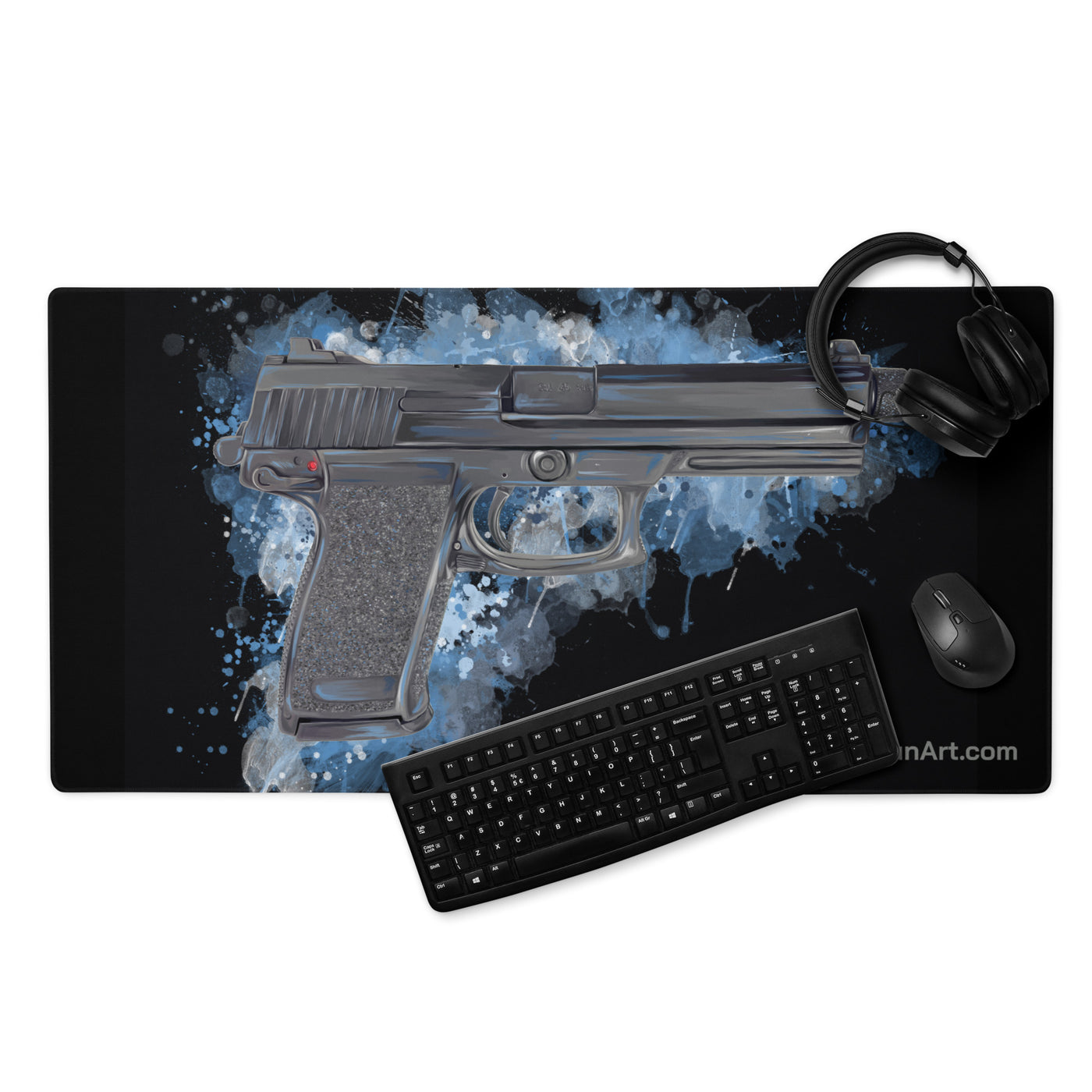 Tactical .45 ACP Poly Pistol Gaming Mouse Pad - Black Background