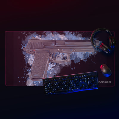 Tactical .45 ACP Poly Pistol Gaming Mouse Pad - Black Background