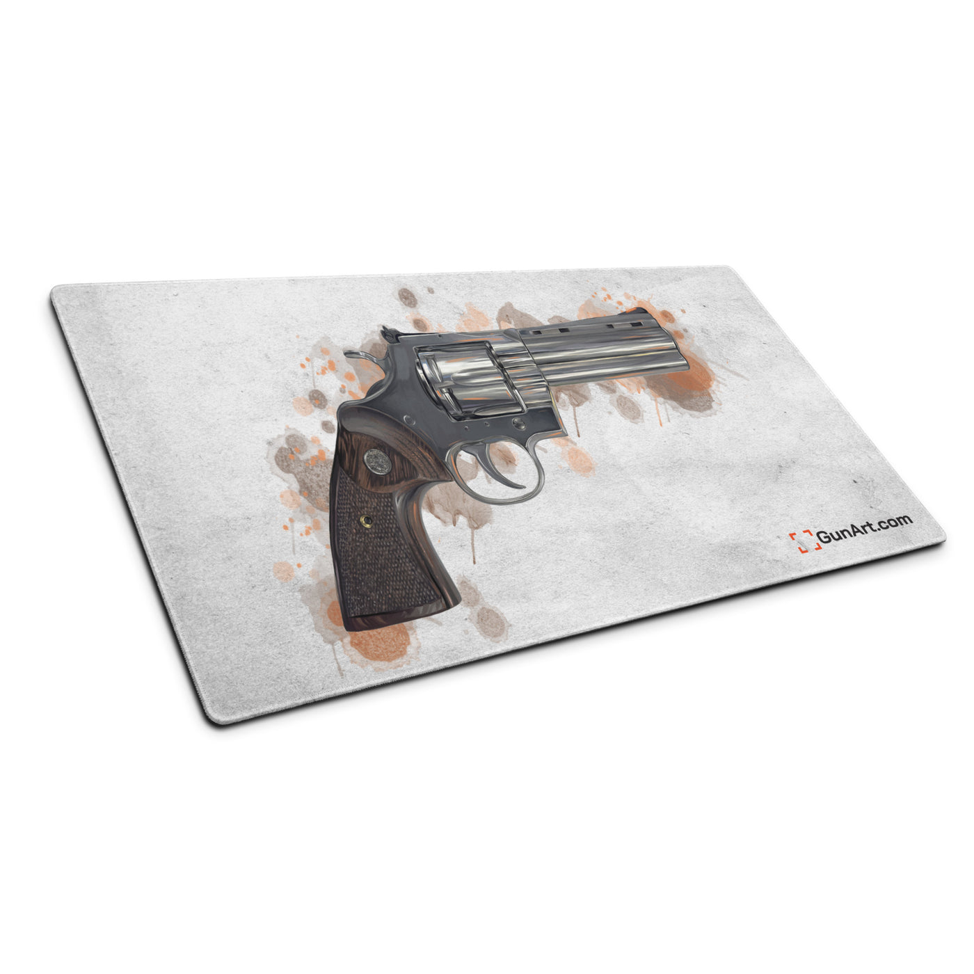 Wood & Stainless .357 Magnum Revolver Gaming Mouse Pad - Orange