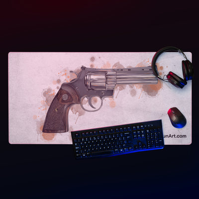 Wood & Stainless .357 Magnum Revolver Gaming Mouse Pad - Orange