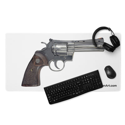 Wood & Stainless .357 Magnum Revolver Gaming Mouse Pad - Just The Piece - White Background