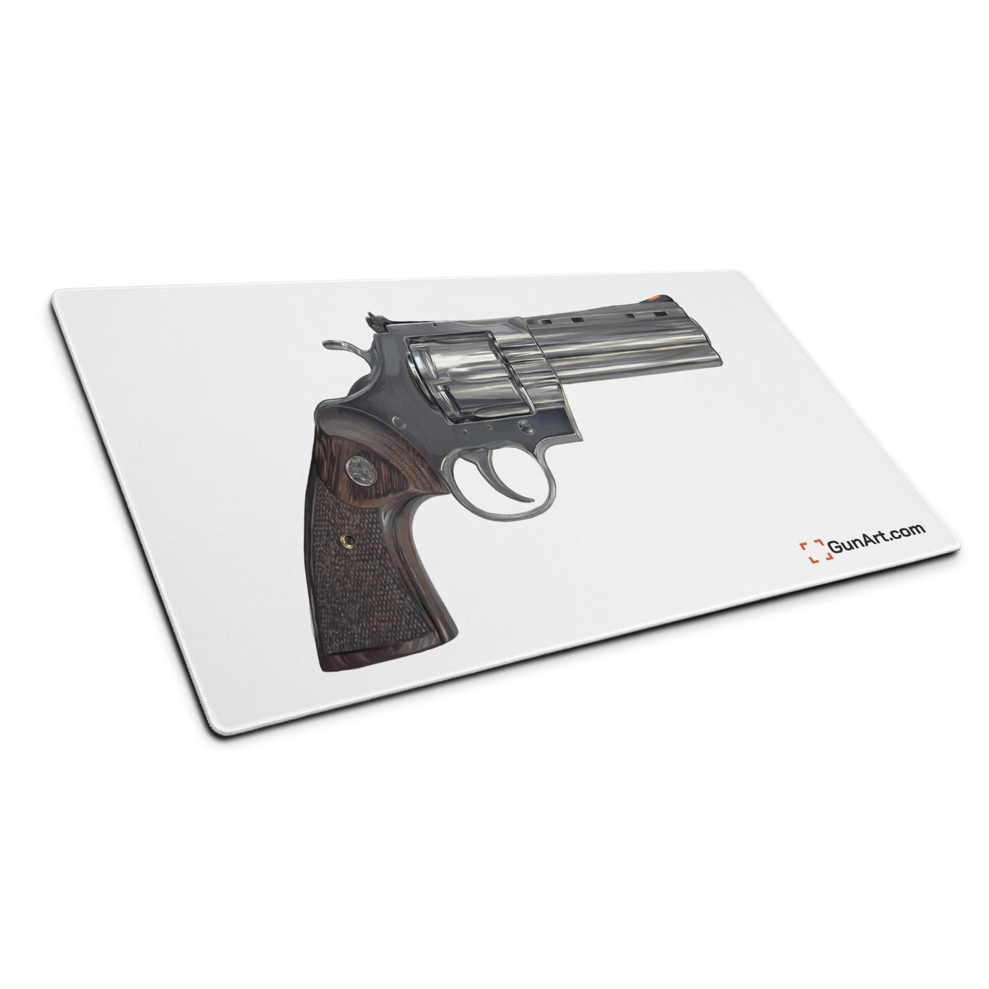 Wood & Stainless .357 Magnum Revolver Gaming Mouse Pad - Just The Piece - White Background