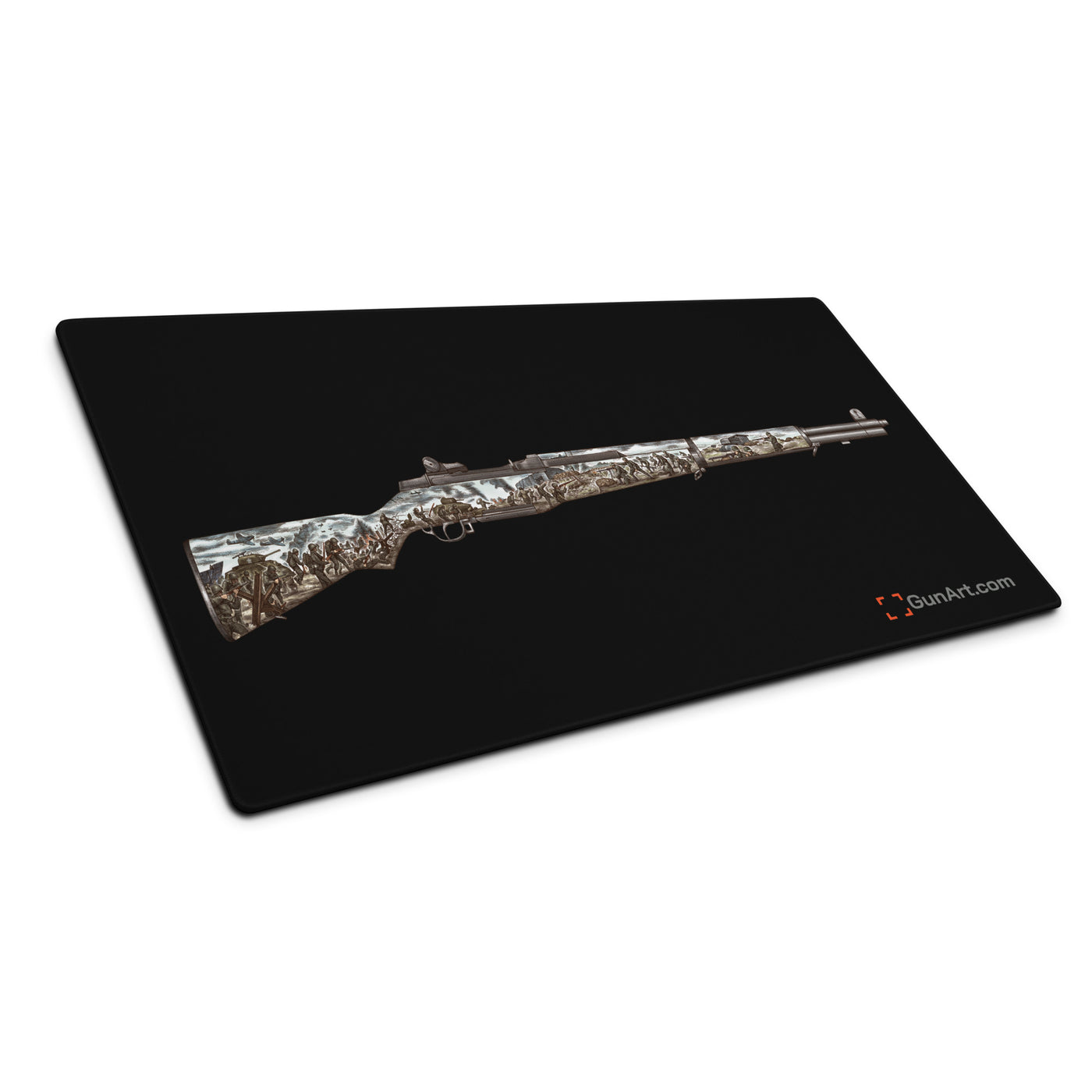 Honoring The Brave / M1 Garand / World War II D-Day Gaming Mouse Pad - Colored Gun - Black Background