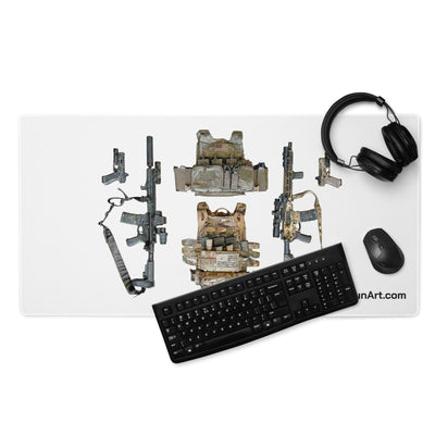 Stay Ready - Tactical Gear - AR15s and Pistols With Plate Carriers Gaming Mouse Pad - Just The Piece - White Background