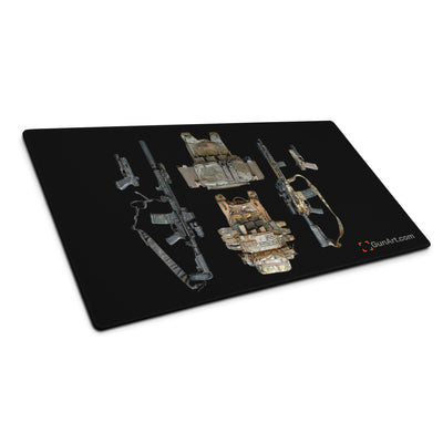 Stay Ready - Tactical Gear - AR15s and Pistols With Plate Carriers Gaming Mouse Pad - Just The Piece - Black Background