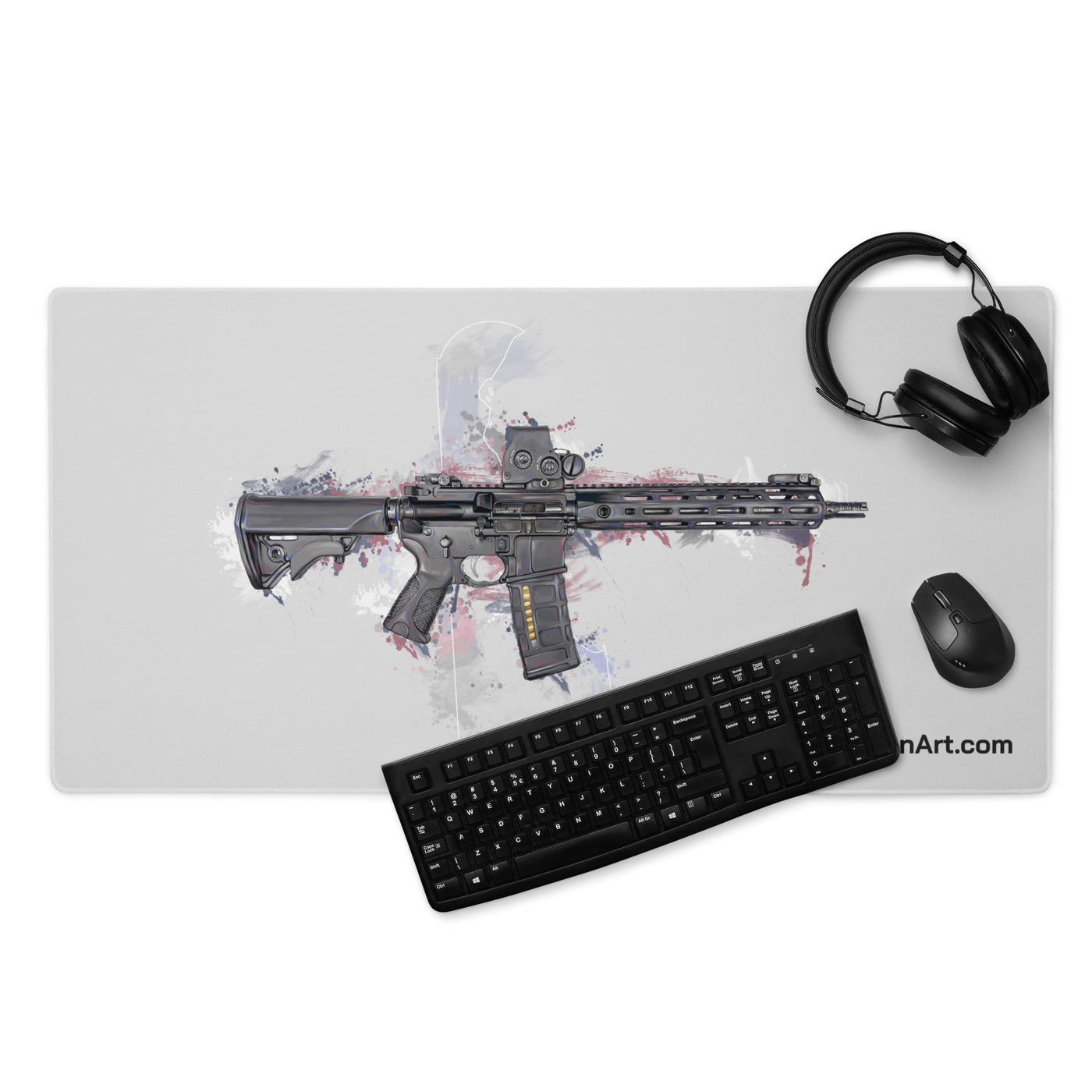 Defending Freedom - Delaware - AR-15 State Gaming Mouse Pad - White State