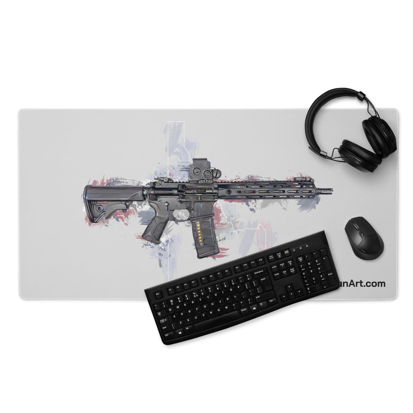 Defending Freedom - Idaho - AR-15 State Gaming Mouse Pad - White State