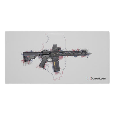 Defending Freedom - Illinois - AR-15 State Gaming Mouse Pad - Colored State
