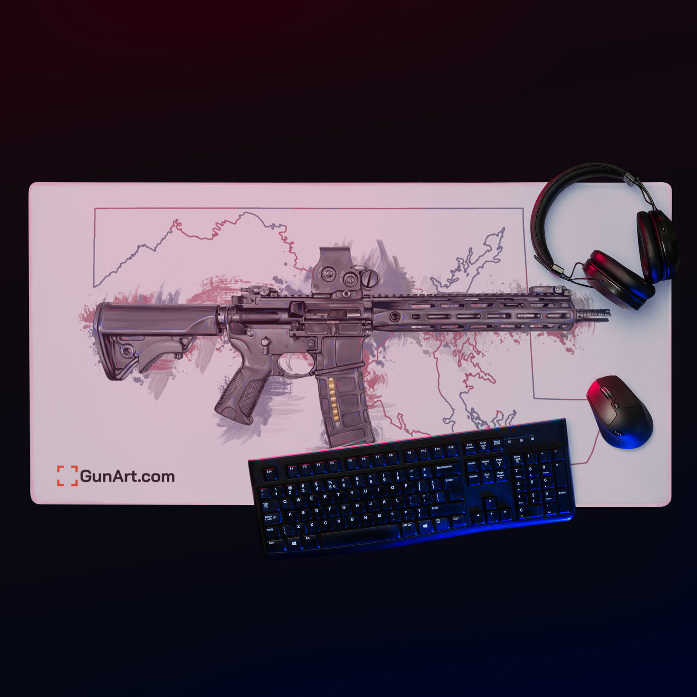 Defending Freedom - Maryland - AR-15 State Gaming Mouse Pad - Colored State