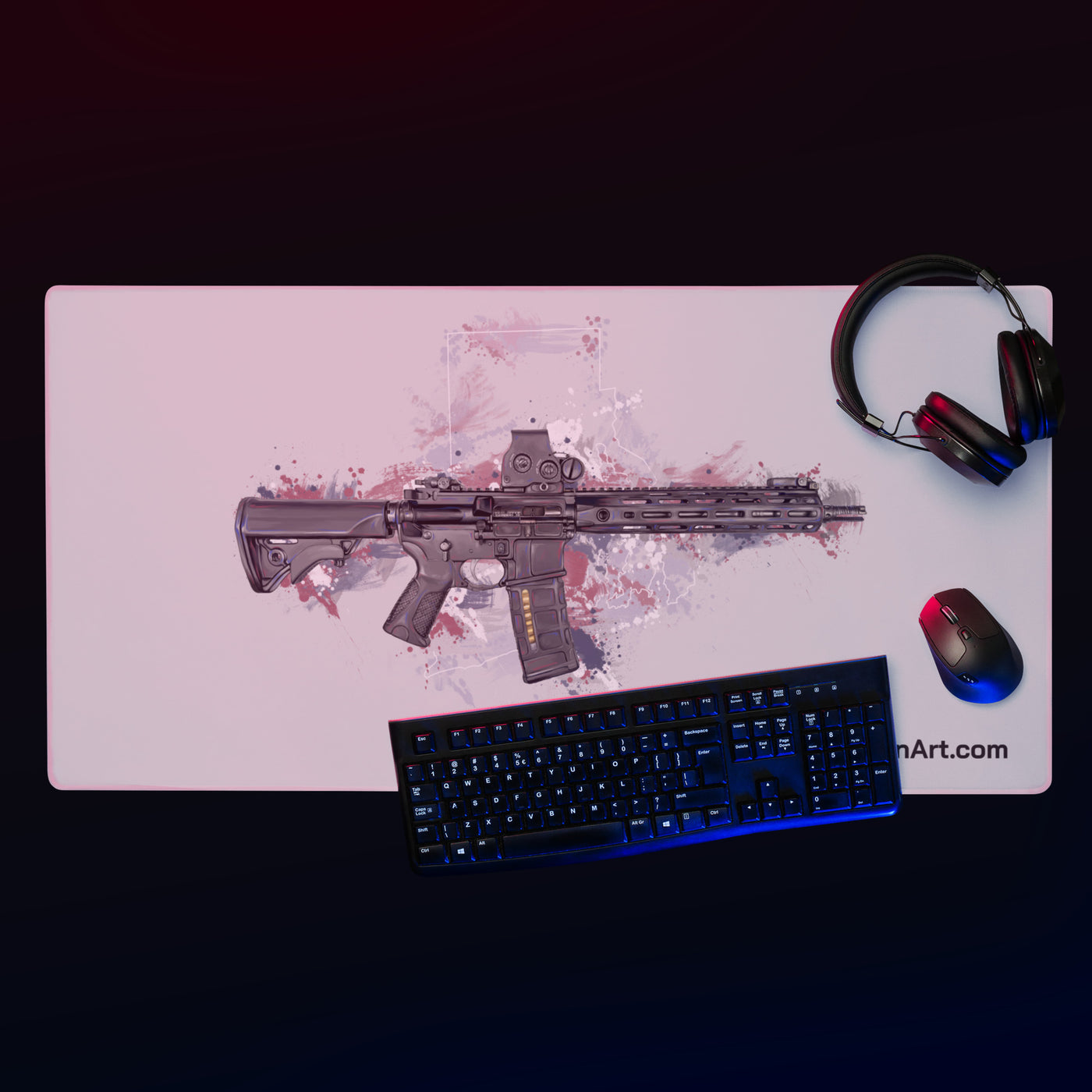 Defending Freedom - Rhode Island - AR-15 State Gaming Mouse Pad - White State