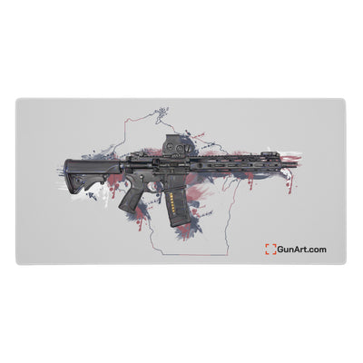 Defending Freedom - Wisconsin - AR-15 State Gaming Mouse Pad - Colored State