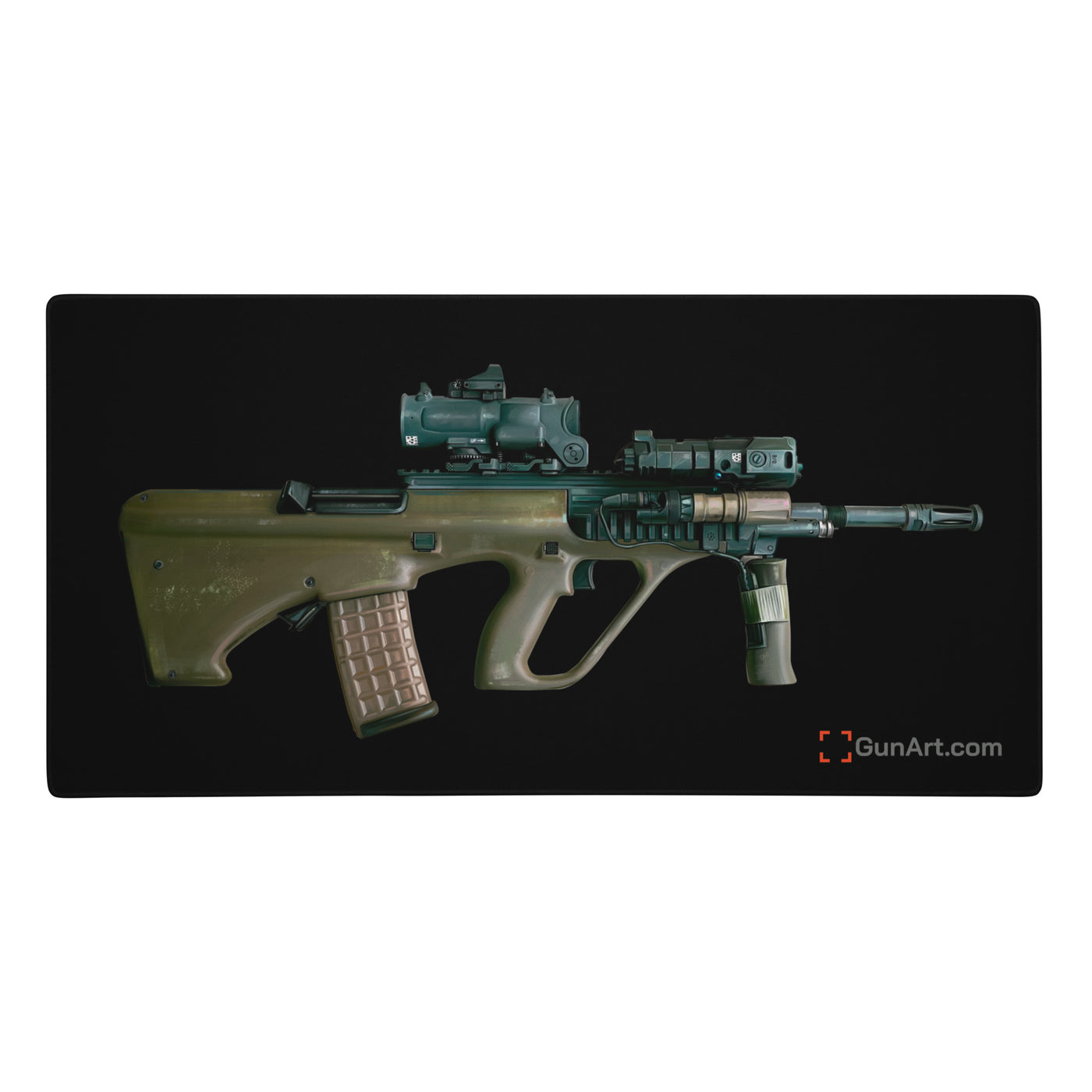 Universal Army Bullpup Rifle Gaming Mouse Pad/ Gunsmithing Mat - Black Background - Just The Piece