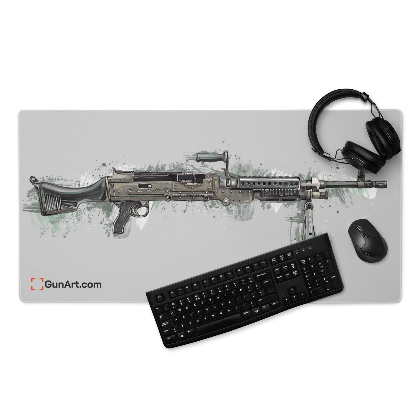 M240B - Belt Fed 7.62x51 Machine Gun Gaming mouse Pad - Grey Background