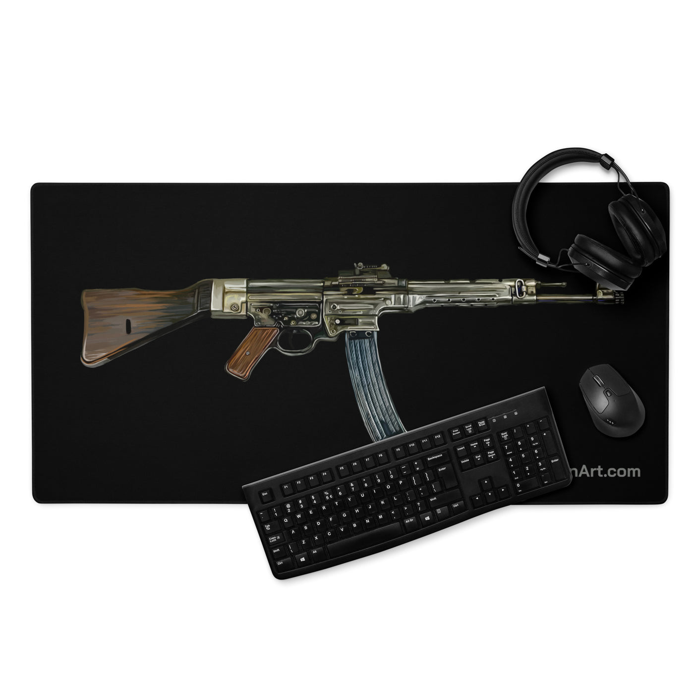 WWII German Assault Rifle Gaming Mouse Pad - Just The Piece - Black Background