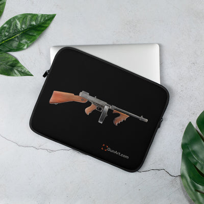 The “OG” Mobster Machine Gun Laptop Sleeve - Black Background - Just The Piece