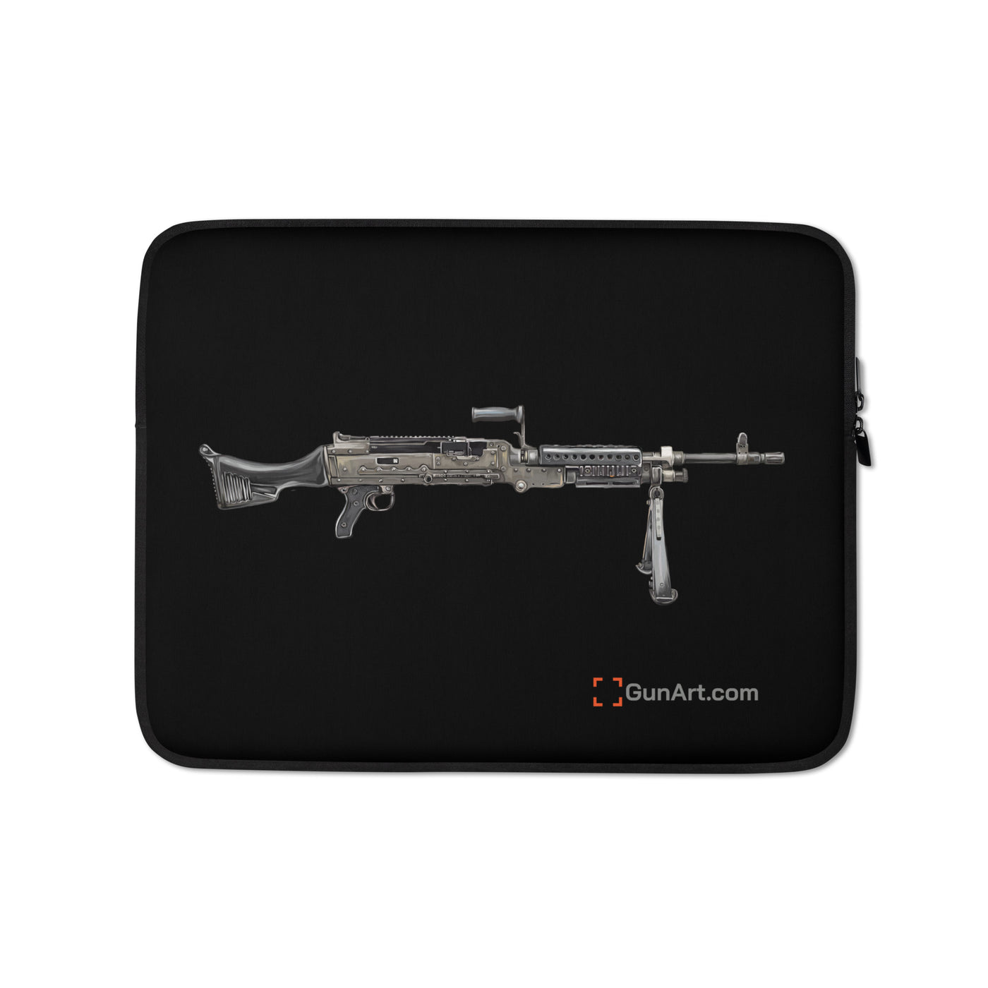 M240B - Belt Fed 7.62x51 Machine Gun Laptop Sleeve - Just The Piece - Black Background