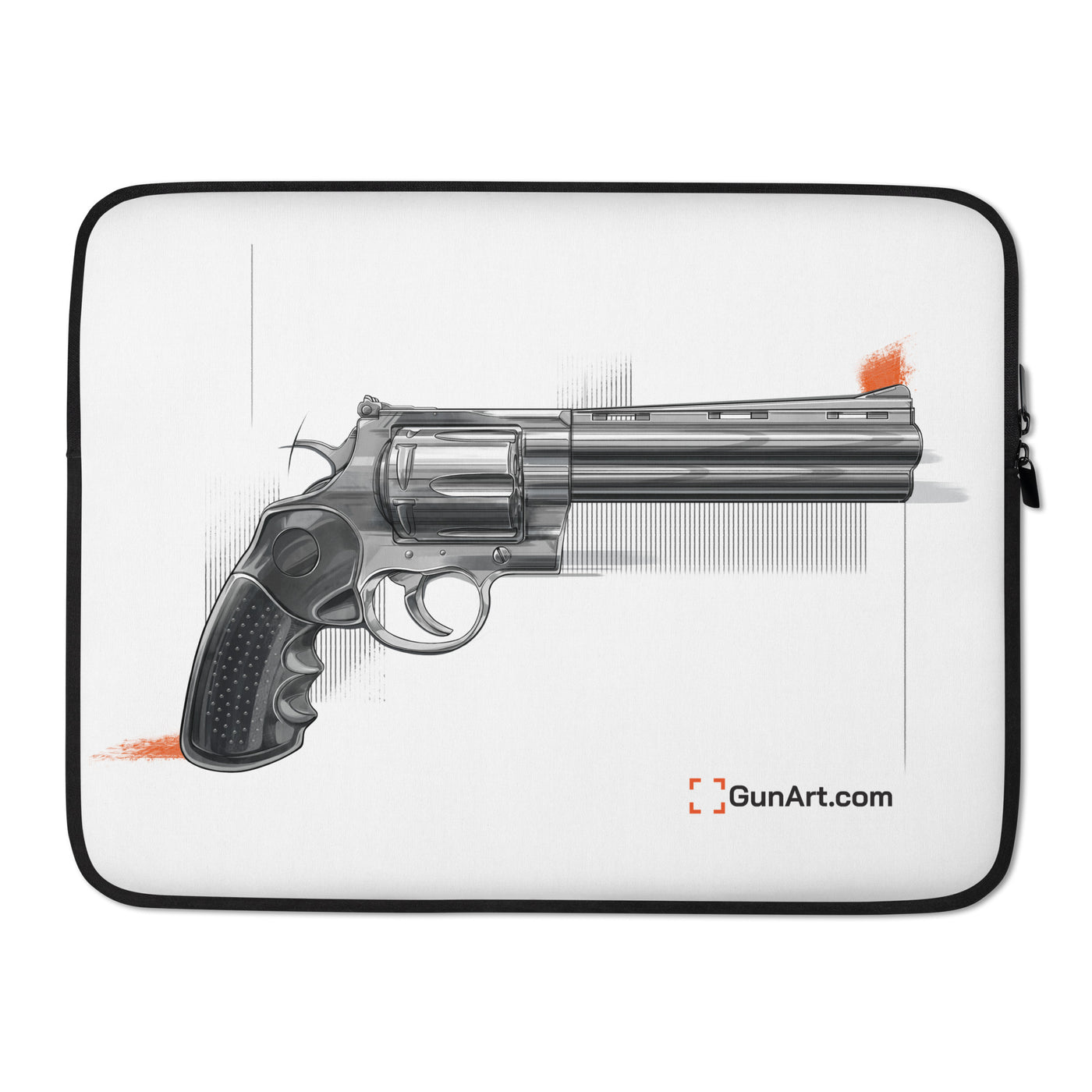 Stainless .44 Mag Revolver Laptop Sleeve - White Background