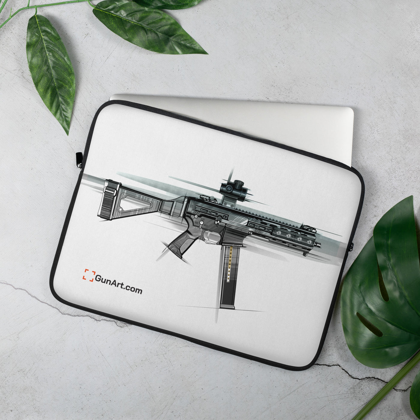 .45 Cal SMG Laptop Sleeve - Color Background