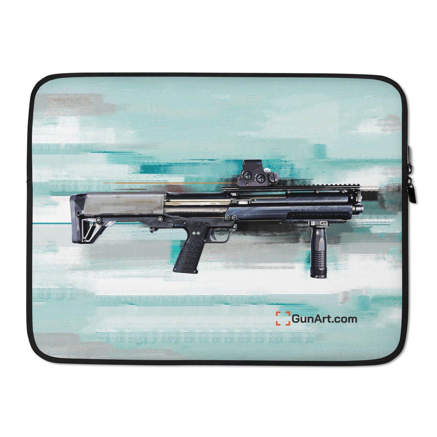 Tactical Bullpup Shotgun Laptop Sleeve - Green Background
