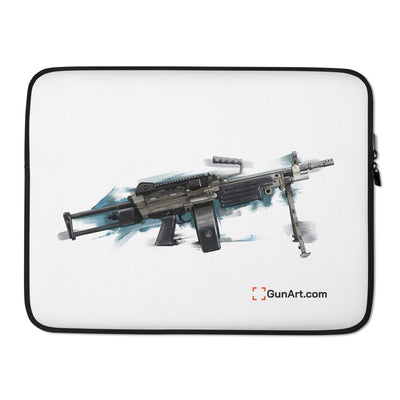 Belt-Fed 5.56x45mm Light Machine Gun Laptop Sleeve - Blue Background