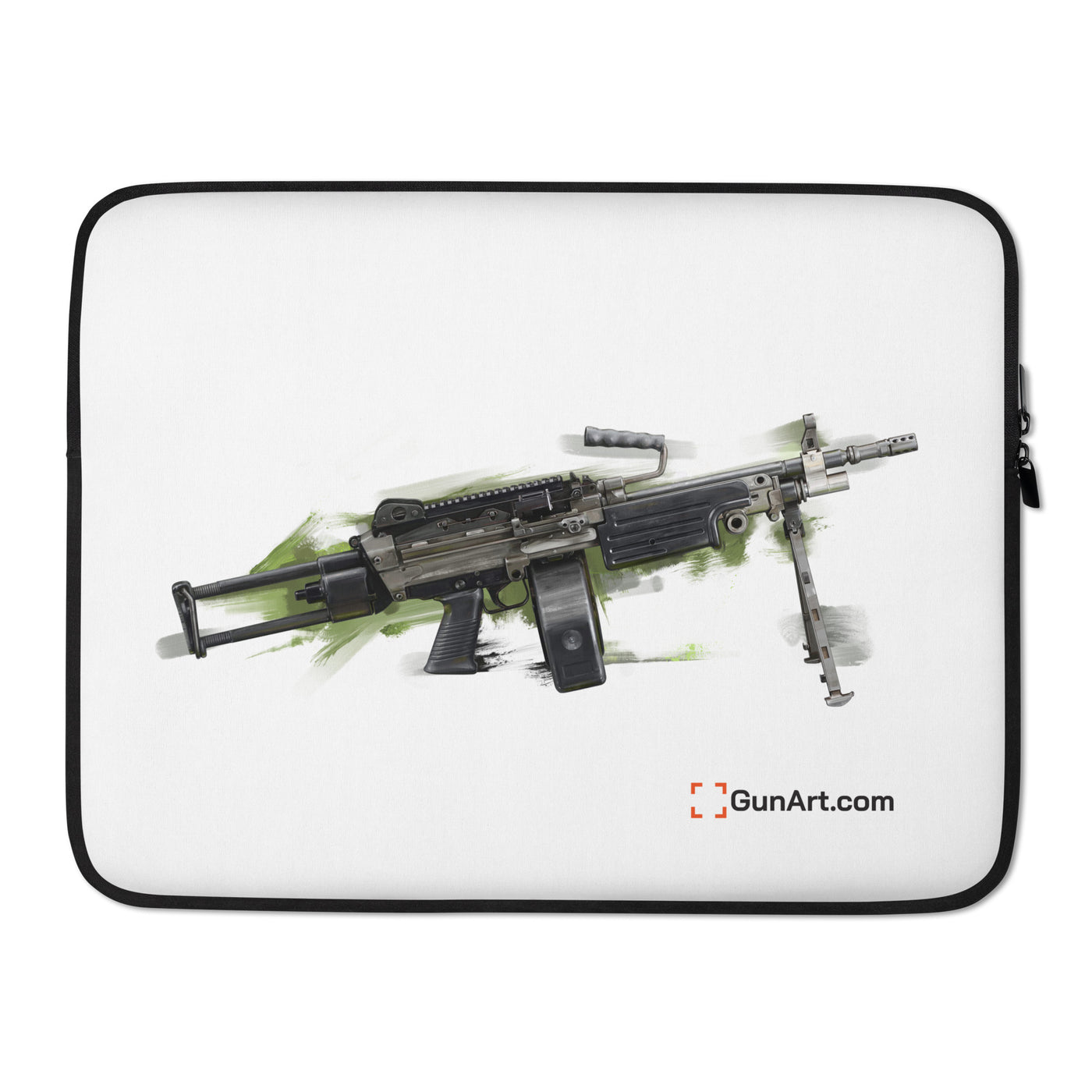 Belt-Fed 5.56x45mm Light Machine Gun Laptop Sleeve - Green Background