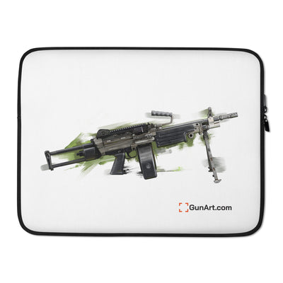 Belt-Fed 5.56x45mm Light Machine Gun Laptop Sleeve - Green Background