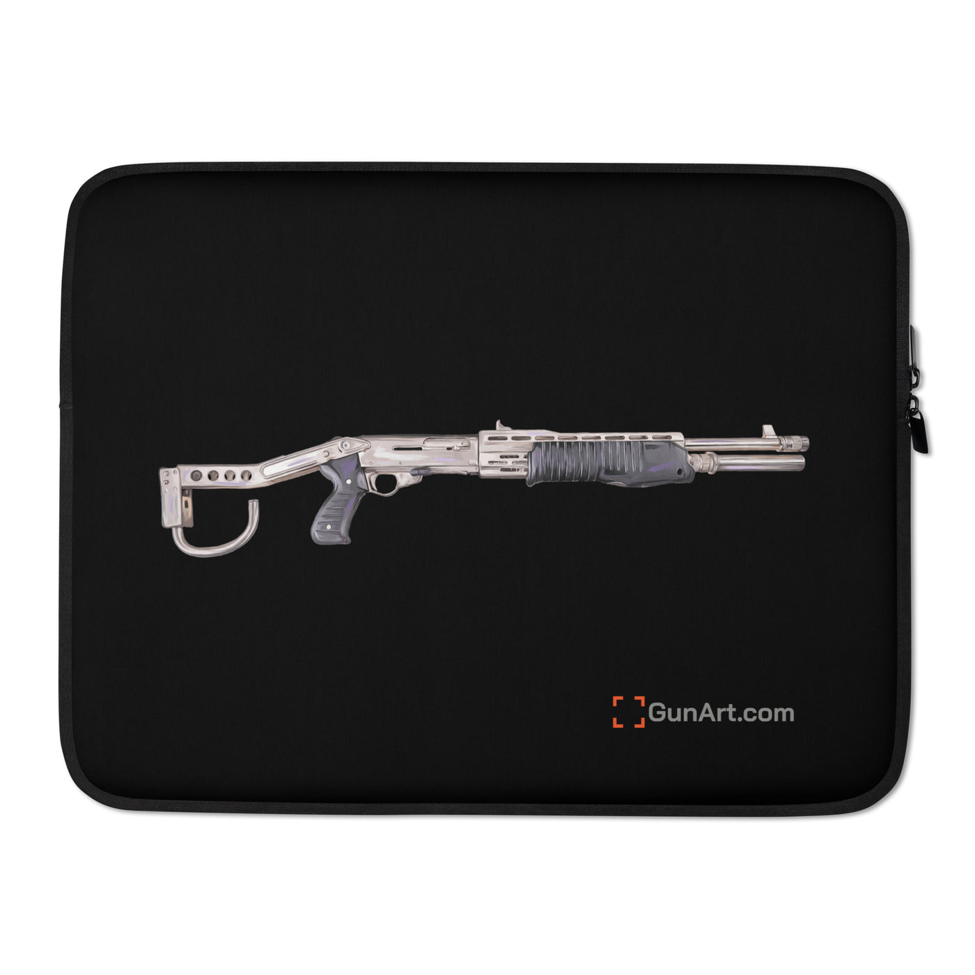 Selectable Mode Combat Shotgun Laptop Sleeve - Just The Piece - Black Background