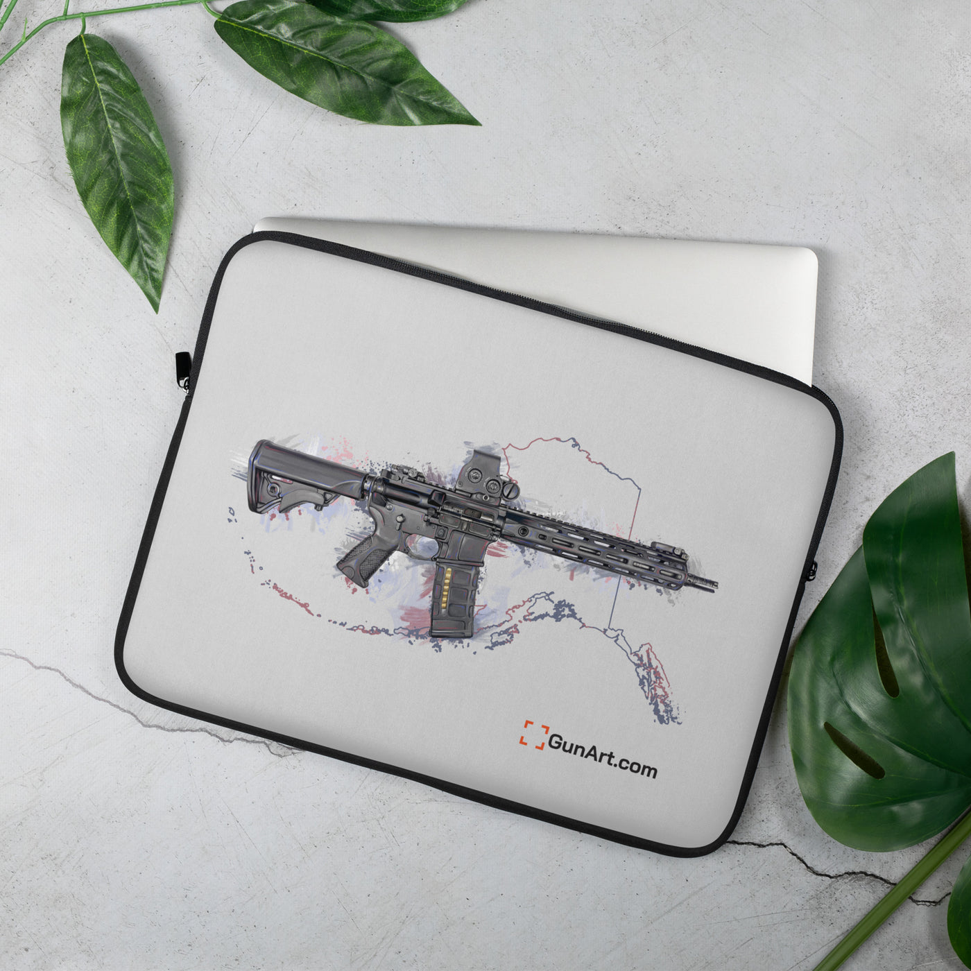 Defending Freedom - Alaska - AR-15 State Laptop Sleeve - Colored State