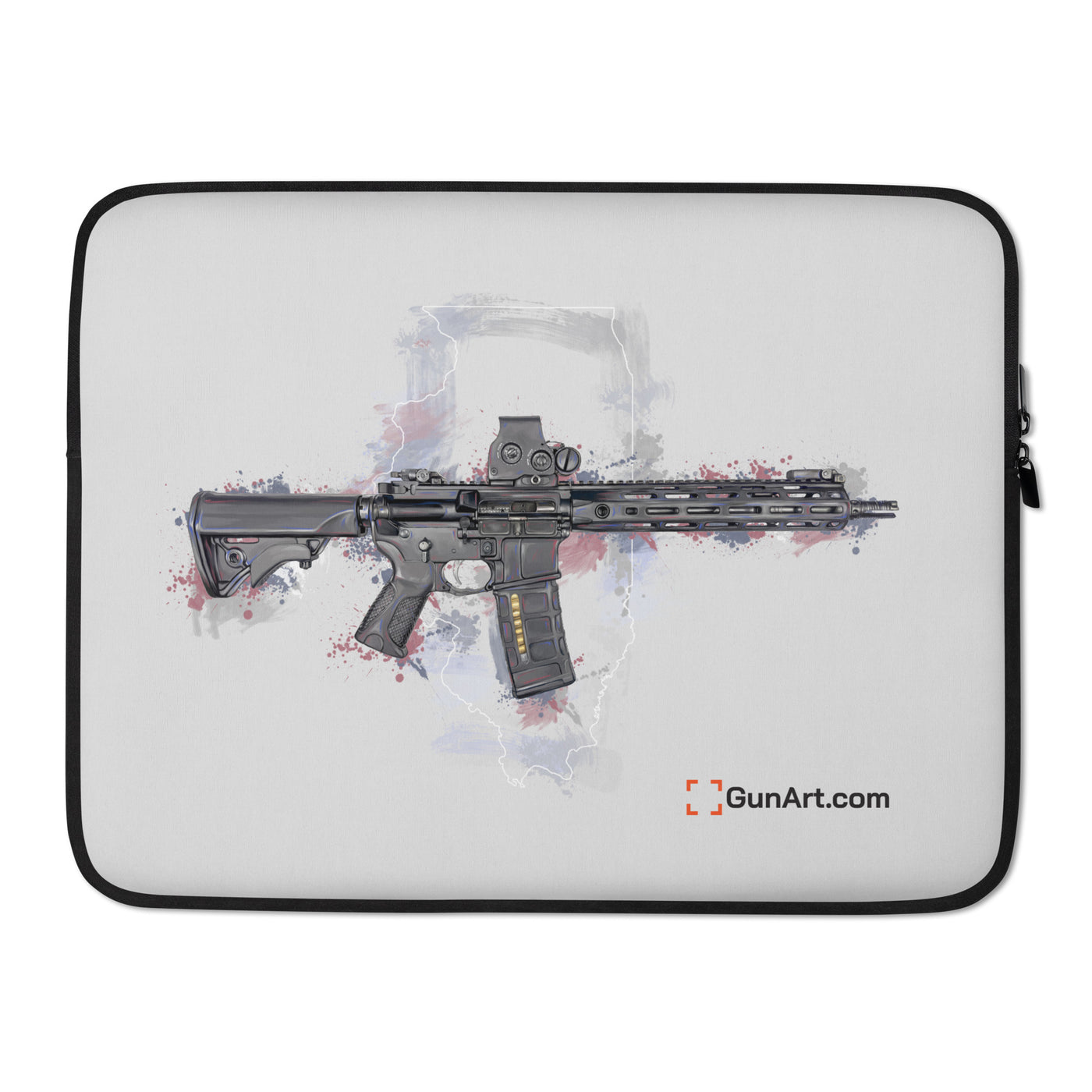 Defending Freedom - Illinois - AR-15 State Laptop Sleeve - White State