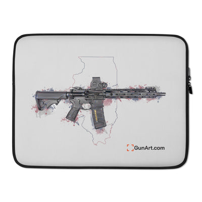Defending Freedom - Illinois - AR-15 State Laptop Sleeve - Colored State