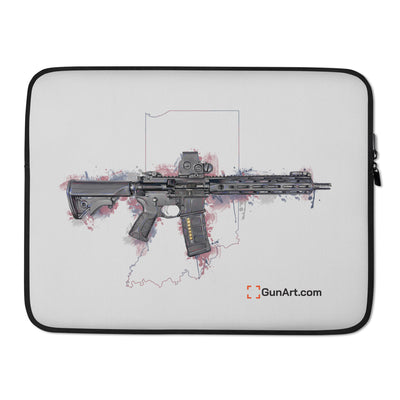 Defending Freedom - Indiana - AR-15 State Laptop Sleeve - Colored State